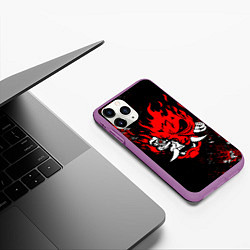 Чехол iPhone 11 Pro матовый SAMURAI CYBERPUNK 2077 LOGO, цвет: 3D-фиолетовый — фото 2