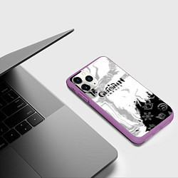 Чехол iPhone 11 Pro матовый Genshin Impact электро стихия, цвет: 3D-фиолетовый — фото 2