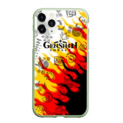 Чехол iPhone 11 Pro матовый Genshin Impact - Fire