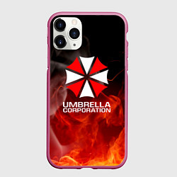 Чехол iPhone 11 Pro матовый Umbrella Corporation пламя, цвет: 3D-малиновый