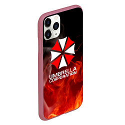 Чехол iPhone 11 Pro матовый Umbrella Corporation пламя, цвет: 3D-малиновый — фото 2