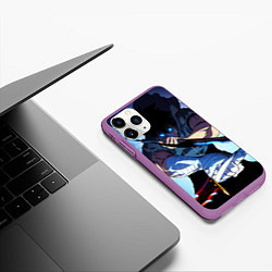 Чехол iPhone 11 Pro матовый Поднятие Уровня в одиночку Сон Джин Ву , SOLO LEVE, цвет: 3D-фиолетовый — фото 2