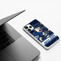 Чехол iPhone 11 Pro матовый Торонто Мейпл Лифс, Toronto Maple Leafs Маскот, цвет: 3D-белый — фото 2