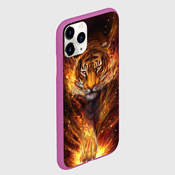 Чехол iPhone 11 Pro матовый Огненный тигр Сила огня, цвет: 3D-фиолетовый — фото 2