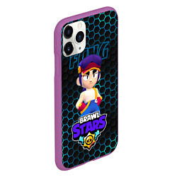 Чехол iPhone 11 Pro матовый Фэнг BRAWL STARS соты, цвет: 3D-фиолетовый — фото 2