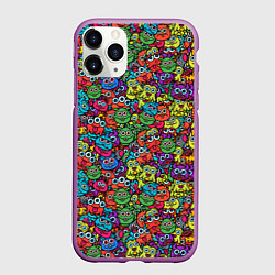 Чехол iPhone 11 Pro матовый Забавные Монстрики, цвет: 3D-фиолетовый