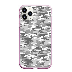 Чехол iPhone 11 Pro матовый Серый Военный Камуфляж, цвет: 3D-розовый