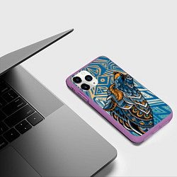 Чехол iPhone 11 Pro матовый Синий волк в графике, цвет: 3D-фиолетовый — фото 2