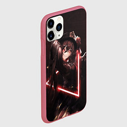 Чехол iPhone 11 Pro матовый Ху Тао в неоновом треугольнике Genshin Impact, цвет: 3D-малиновый — фото 2