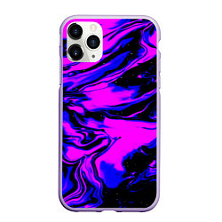 Чехол iPhone 11 Pro матовый НЕОНОВЫЕ РАЗВОДЫ КРАСОК, цвет: 3D-светло-сиреневый