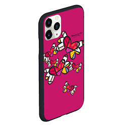 Чехол iPhone 11 Pro матовый Romero Britto - flying hearts, цвет: 3D-черный — фото 2