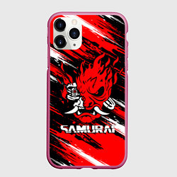 Чехол iPhone 11 Pro матовый SAMURAI CYBERPUNK 2077 КИБЕРПАНК 2077, цвет: 3D-малиновый
