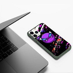 Чехол iPhone 11 Pro матовый Geometry Dash аркада, цвет: 3D-темно-зеленый — фото 2