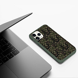 Чехол iPhone 11 Pro матовый Лесной Охотничий Камуфляж, цвет: 3D-темно-зеленый — фото 2