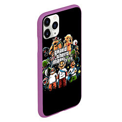 Чехол iPhone 11 Pro матовый Mario x GTA, цвет: 3D-фиолетовый — фото 2