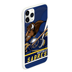 Чехол iPhone 11 Pro матовый Баффало Сейберз, Buffalo Sabres, цвет: 3D-белый — фото 2