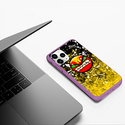 Чехол iPhone 11 Pro матовый Geometry Dash demon, цвет: 3D-фиолетовый — фото 2