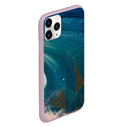 Чехол iPhone 11 Pro матовый Геометрия на волне, цвет: 3D-розовый — фото 2