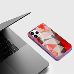 Чехол iPhone 11 Pro матовый Красно-серая геометрия, цвет: 3D-фиолетовый — фото 2
