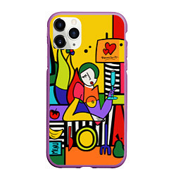 Чехол iPhone 11 Pro матовый Girl with a glass