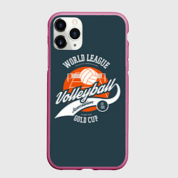 Чехол iPhone 11 Pro матовый Volleyball Волейбол, цвет: 3D-малиновый
