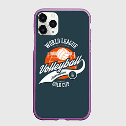 Чехол iPhone 11 Pro матовый Volleyball Волейбол, цвет: 3D-фиолетовый