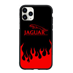 Чехол iPhone 11 Pro матовый Jaguar, Ягуар огонь