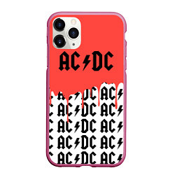 Чехол iPhone 11 Pro матовый Ac dc rock, цвет: 3D-малиновый