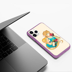 Чехол iPhone 11 Pro матовый Линк и Зельда с яблоками, цвет: 3D-фиолетовый — фото 2