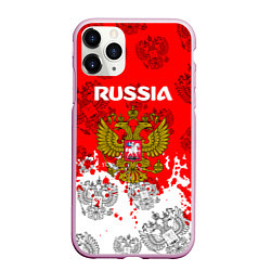 Чехол iPhone 11 Pro матовый Russia Паттерн Гербов, цвет: 3D-розовый