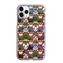Чехол iPhone 11 Pro матовый Фредди, Рокси, Ванни, Чика и Монтгомери, цвет: 3D-светло-сиреневый