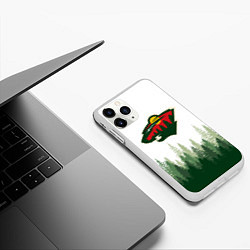 Чехол iPhone 11 Pro матовый Minnesota Wild, Миннесота Уайлд Лес, цвет: 3D-белый — фото 2