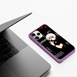 Чехол iPhone 11 Pro матовый Токийский Гуль на фоне Иероглифов Tokyo Ghoul, цвет: 3D-фиолетовый — фото 2