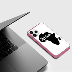 Чехол iPhone 11 Pro матовый Африка черно-белая двусторонняя, цвет: 3D-малиновый — фото 2