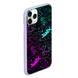 Чехол iPhone 11 Pro матовый League Of Legends - Arcane неон логотипы, цвет: 3D-светло-сиреневый — фото 2