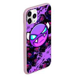 Чехол iPhone 11 Pro матовый Геометри Дэш фиолетовый Geometry Dash, цвет: 3D-розовый — фото 2