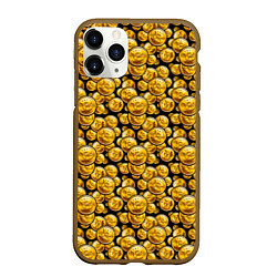 Чехол iPhone 11 Pro матовый Золотые Монеты Bitcoin, цвет: 3D-коричневый