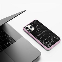 Чехол iPhone 11 Pro матовый Mercedes-Benz штрихи black, цвет: 3D-розовый — фото 2