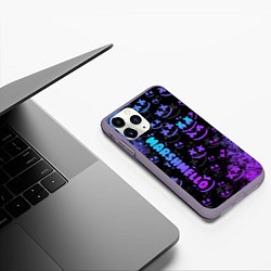 Чехол iPhone 11 Pro матовый Marshmello логотип, цвет: 3D-серый — фото 2