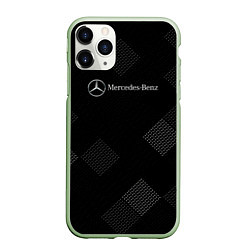 Чехол iPhone 11 Pro матовый Mercedes-Benz - В клетку, цвет: 3D-салатовый