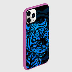 Чехол iPhone 11 Pro матовый Голубой тигр Blue, цвет: 3D-фиолетовый — фото 2