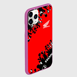 Чехол iPhone 11 Pro матовый Honda нарисованный огонь, цвет: 3D-фиолетовый — фото 2