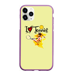 Чехол iPhone 11 Pro матовый Я Люблю Tennis, цвет: 3D-фиолетовый