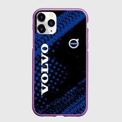 Чехол iPhone 11 Pro матовый Volvo следы от колес, цвет: 3D-фиолетовый
