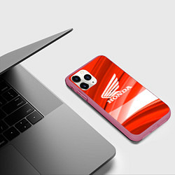 Чехол iPhone 11 Pro матовый Honda logo auto, цвет: 3D-малиновый — фото 2