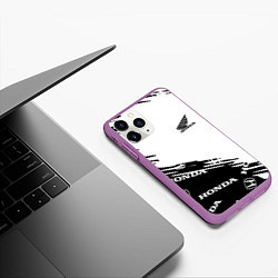 Чехол iPhone 11 Pro матовый Honda sport pattern, цвет: 3D-фиолетовый — фото 2