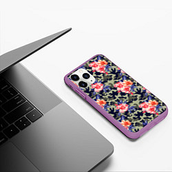 Чехол iPhone 11 Pro матовый Military rose, цвет: 3D-фиолетовый — фото 2