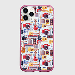 Чехол iPhone 11 Pro матовый Рок Музыкант, цвет: 3D-малиновый