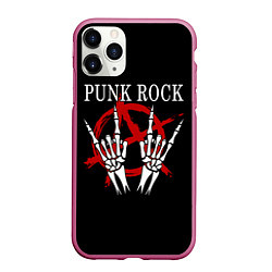 Чехол iPhone 11 Pro матовый Punk Rock Панки Хой, цвет: 3D-малиновый