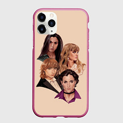 Чехол iPhone 11 Pro матовый Манескин арт, цвет: 3D-малиновый